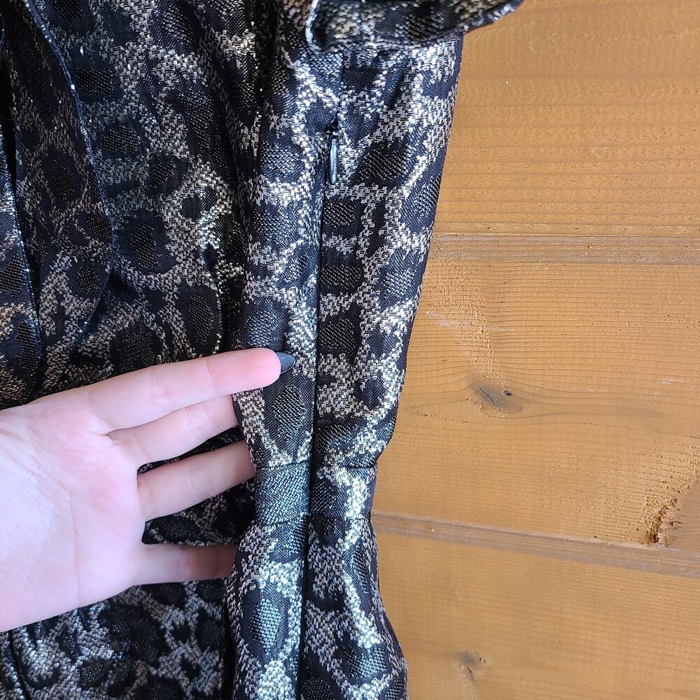 & Other Stories Leopard Jacquard Mini Dress Metallic Neck Tie 4 Party Club Chic - Picture 4 of 5